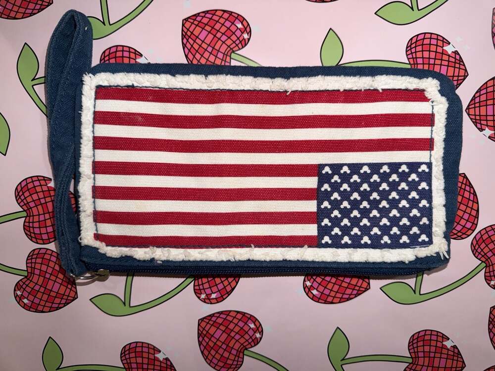 Disney Patriotic Mickey Mouse 'I Love Disney ' Denim Wristlet Clutch